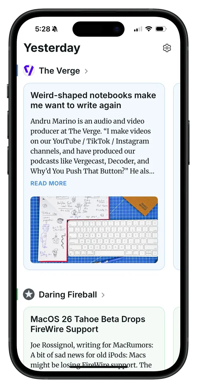 Hindsight app screenshot