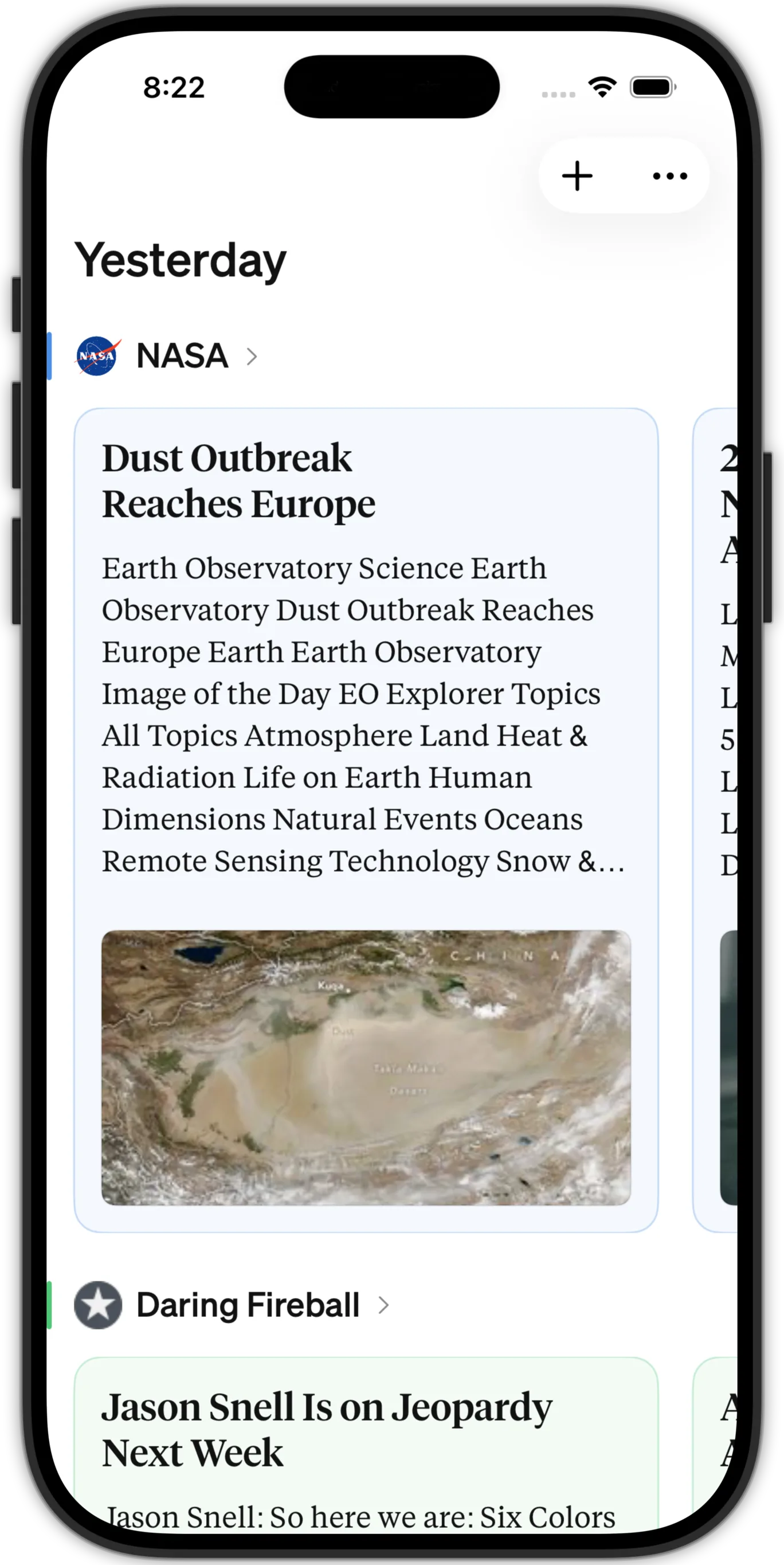 Hindsight app screenshot
